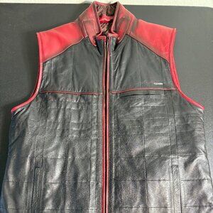 Men's CUADRA Reversible Ovine Sheep Leather Vest NEW Black & Red.